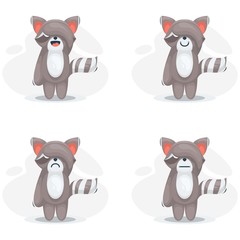 cute raccoon mascot cartoon vector