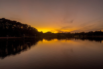 sunrise and reflections in a pond