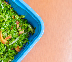 vegetable salad on wooden table