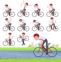 Fototapeta premium flat type school boy short sleeve necktie summer_road bike