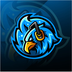 Phoenix head esport logo with headphones © Visink.art