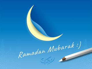 Plakat Ramadan mubarak circle sticker and white pencil color