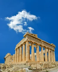 Zelfklevend Fotobehang parthenon in athens  city greece in spring  season blue sky and clouds © sea and sun