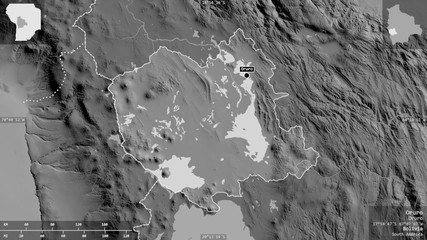 Oruro, Bolivia - composition. Grayscale