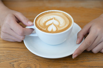 Latte Art in a white coffee cup
