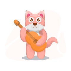 cute dog play guitar cartoon vector