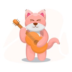 cute dog play guitar cartoon vector