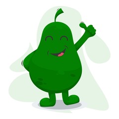 fruit avocado mascot cartoon vector