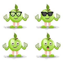 fruit green apple mascot cartoon vector