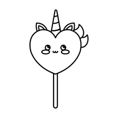 cute heart unicorn fantasy kawaii style vector illustration design