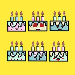 Set of Birthday cake character 