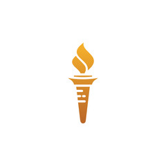 Torch flame logo design template on white background, wooden burning icon vector