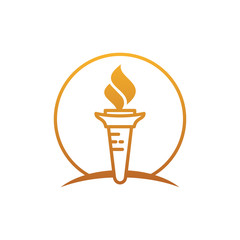 Torch flame logo design template on white background, wooden burning icon vector