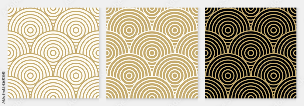Poster background pattern seamless geometric line circle design abstract gold luxury color vector. christma