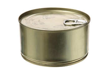 Closed Tin can on isolated white background.