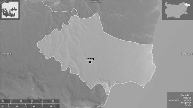 Dobrich, Bulgaria - composition. Grayscale