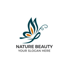 Butterfly nature beauty logo vector