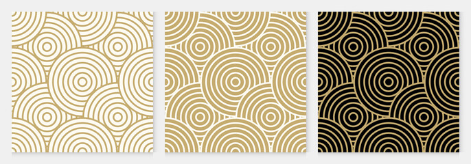 Background pattern seamless geometric line circle design abstract gold luxury color vector. Christmas background. - obrazy, fototapety, plakaty