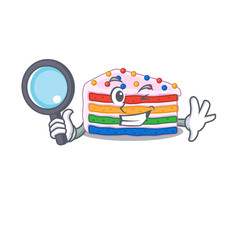 Elegant and Smart rainbow cake Detective cartoon design concept