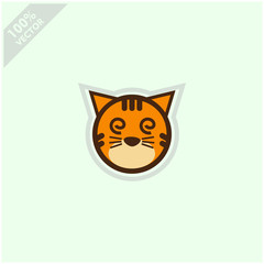 Cute tiger face emoticon emoji expression Illustration. Scalable and editable vector.	