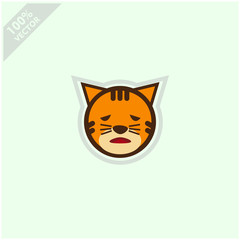 Cute tiger face emoticon emoji expression Illustration. Scalable and editable vector.	