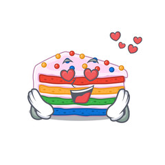 Romantic falling in love rainbow cake cartoon character concept