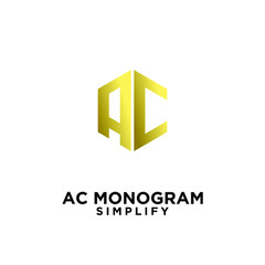 luxury c, ca, a c initial monogram hexagon letter gold logo design with white  background