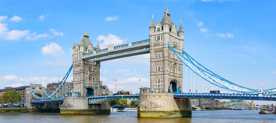 Panorama of Tower Bridge and River Thames in London, United Kingdom