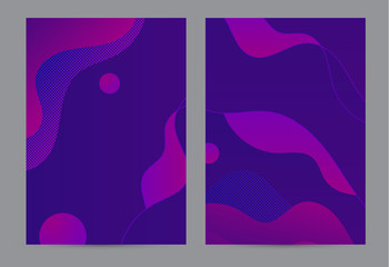 Purple fluid background design. Liquid gradient shapes composition. Futuristic design posters. Fluid background design abstract bubble shapes for print or web on purple background.