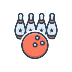 Color illustration icon for Bowling 