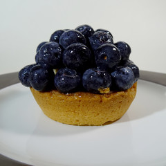 Blueberry almond tart with custard filling
