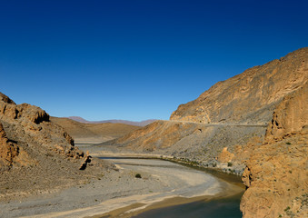 Ziz river near Zaalal Tunnel du Legionnaire on the road through the Ziz Gorge Morocco
