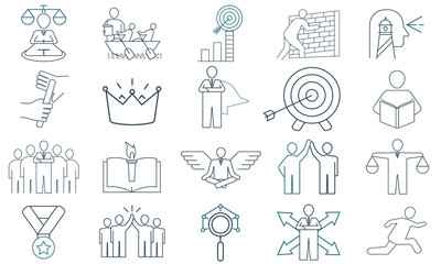 Life coaching vector icon set for personal development and wellness concepts