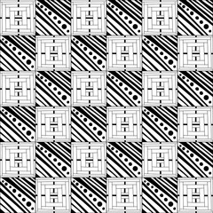 Black and white decorative background for coloring book. Seamless geometric pattern. Doodle illustration