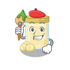 A cute picture of macadamia nut butter as an Artist having a brush