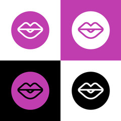 Human lips icon, line art style, mouth symbol