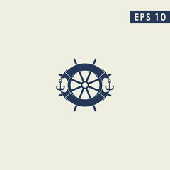 Marine Modern Logo Design With Anchor And Steering Vector Template