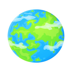 Flat Earth template in cartoon style. World environment concept. Cute vector illustration isolated on white background.