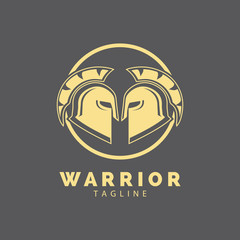 Gladiator mask , Spartan helmet logo template vector icon design