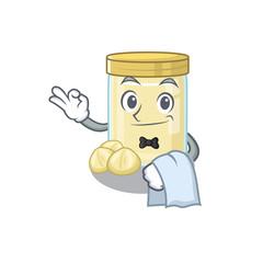 Sweet macadamia nut butter Character working as a Waiter