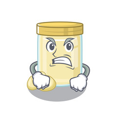 Macadamia nut butter cartoon character style having angry face