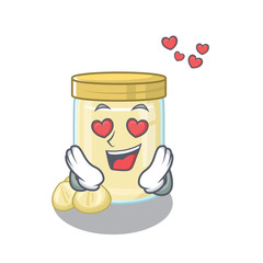 Romantic falling in love macadamia nut butter cartoon character concept