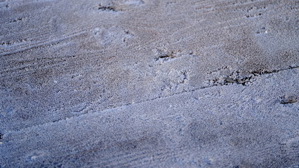  Hoarfrost on a wooden bench