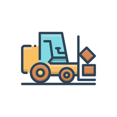 Color illustration icon for fork lift