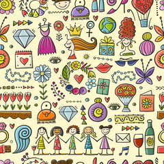 Seamless pattern background for your design. Idea for wallpaper, fabric, wrapping paper. International Women s Day. 8th of march. Female holiday