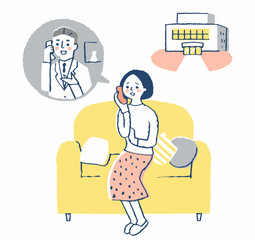 医師に電話相談する女性