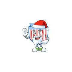 A lovely Santa USA stripes shield mascot picture style with ok finger