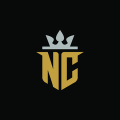 Initial Letter NC with Shield King Logo Design