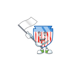 Funny USA stripes shield cartoon character design with a flag