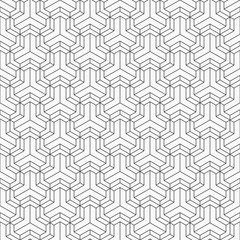 Abstract seamless pattern. Modern stylish texture. Linear style. Geometric tiles with triple hexagonal elements. Vector monochrome background.